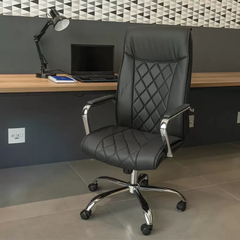 Cadeira Escritório Presidente Estofada MX720P Cadeira Escritório Presidente Estofada MX720P