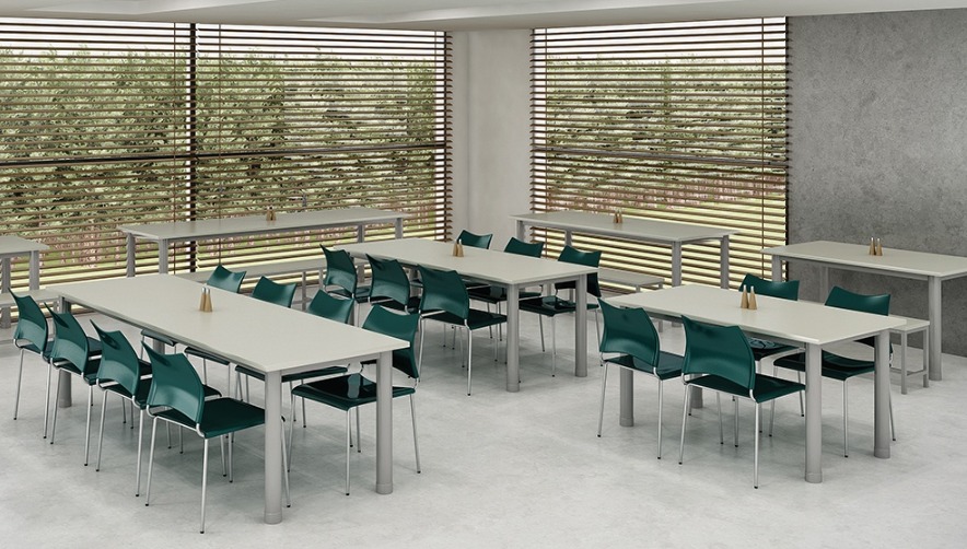 Mesa Refeitório 6 Lugares - Larg. 2,00 m x Prof. 80 cm x Alt.72 cm | Tampo Mdp 25mm Melamínico
