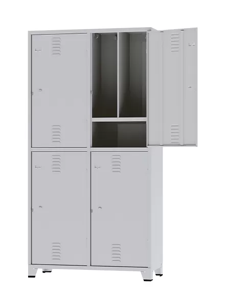 GRP-04 INS Chapa 24 - Roupeiro de aço Insalubre 4 portas | Divisão Vertical