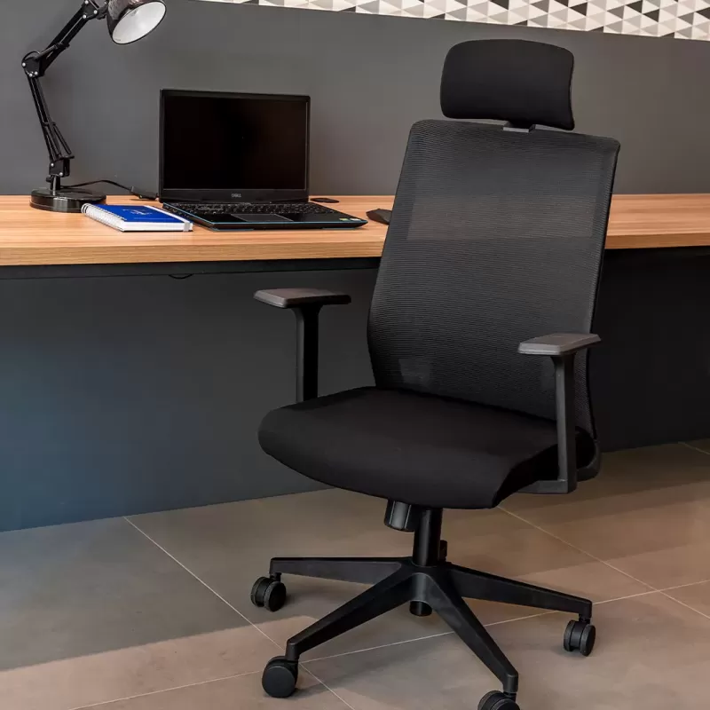 Cadeira para Escritório ELITE FLEX PLUS Presidente *com encosto de cabeça - Assento Estofado / Encosto em Tela - Cadeiras Home Office Cadeira para Escritório ELITE FLEX PLUS Presidente *com encosto de cabeça - Assento Estofado / Encosto em Tela - Cadeiras Home Office