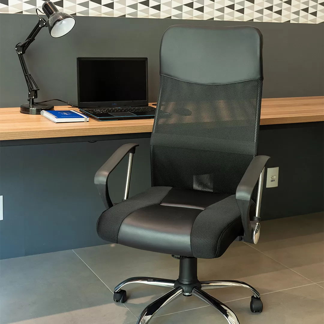 Cadeira para Escritório SLIM Presidente | Assento Estofado, Base Cromada - Cadeira Home Office SUPER OFERTA! Cadeira para Escritório SLIM Presidente | Assento Estofado, Base Cromada - Cadeira Home Office SUPER OFERTA!