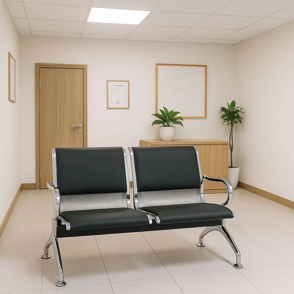 Cadeira Longarina Aeroporto Charm 2 Lugares - Metálica Cromada | Estofada