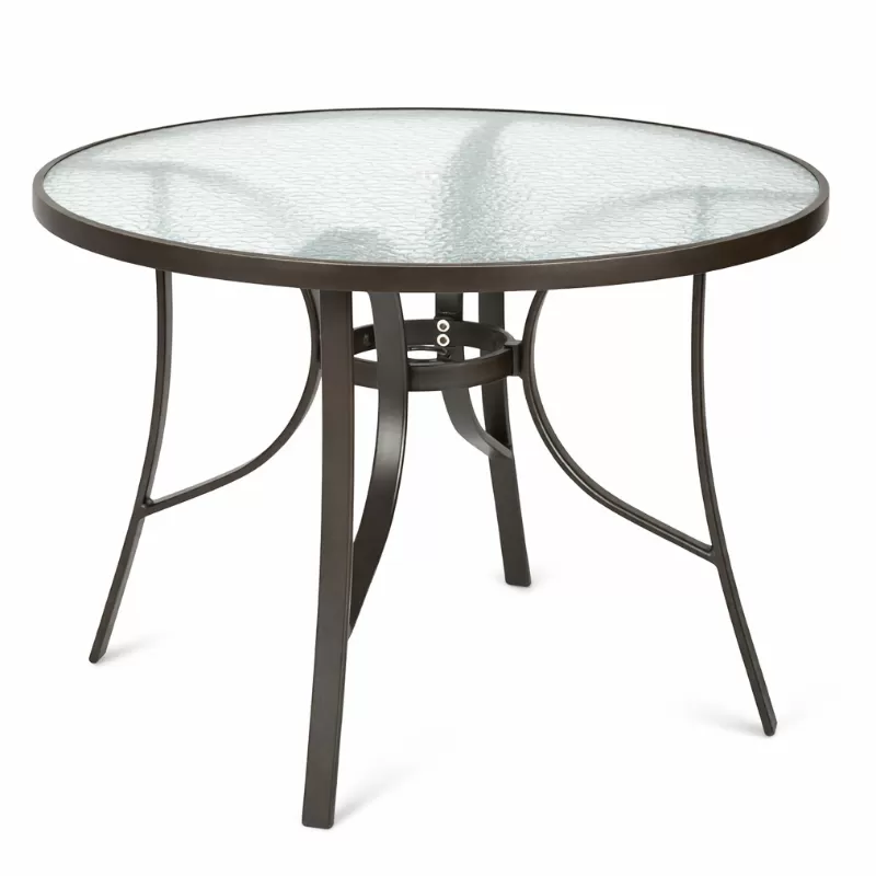 Mesa Para Piscina Summer - Alumínio Marrom, Com Tampo De Vidro Jateado | ø 105 Cm * Mesa Redonda