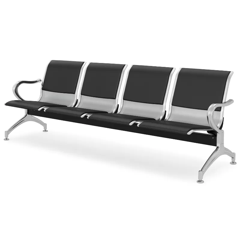 Longarina Aeroporto Charm 4 Lugares - Metálica Cromada | Estofada