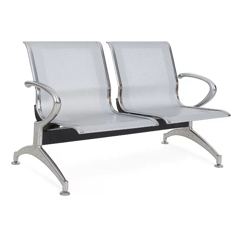 Longarina Charm 2 Lugares - Metálica Cromada | sem Estofado